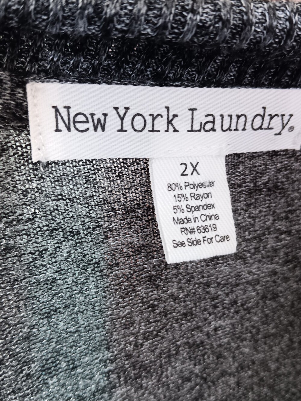 Long Dark Gray Open Front Womens 2X Plus Cardigan Sweater, Soft Fall, Casual - Picture 6 of 6